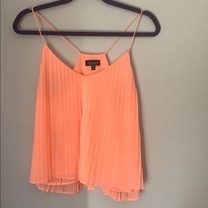 Peach Pleated Chiffon Top